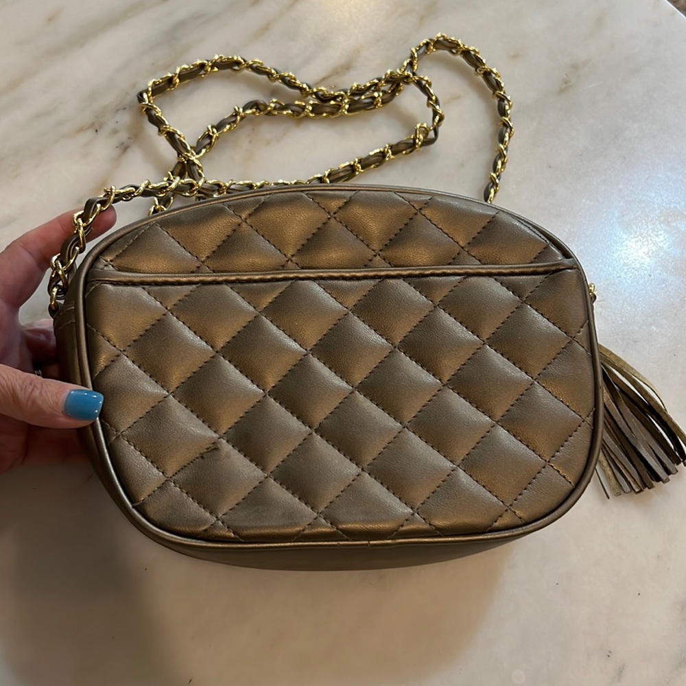 Bronze/dark metallic gold purse.